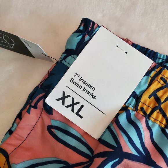 NEW Men Swim‎ Trunks 7" Swim Trunks Shorts Pineapple Coral XXL - Picture 2 of 4